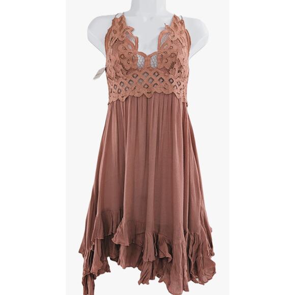 Free People Layered Adella Dress Rose Pink - Picture 13 of 14